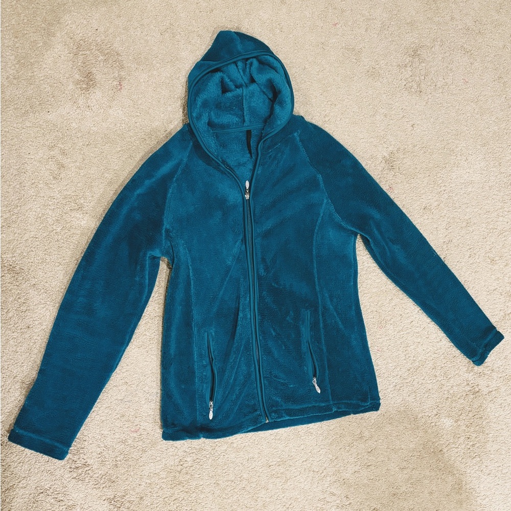 Ashley Blue Plush Fleece Teal Hooded Jacket
